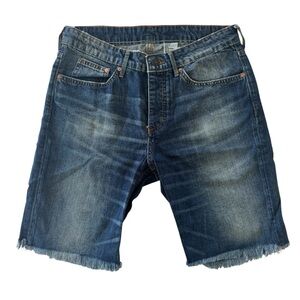 H&M Long Denim Shorts with Raw Hem